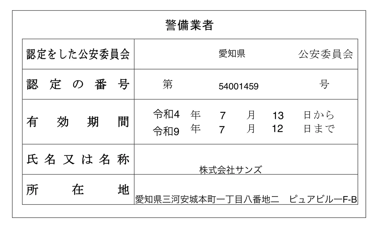警備業標識